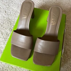 Zara Women's Taupe Heeled Mules
